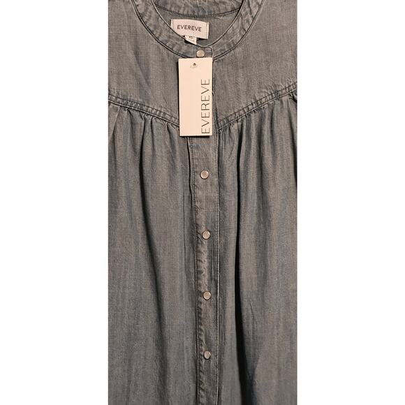 NWT Evereve Women’s Denim Shirt – Size XS – Mid Denim Poppy Style - Picture 3 of 5
